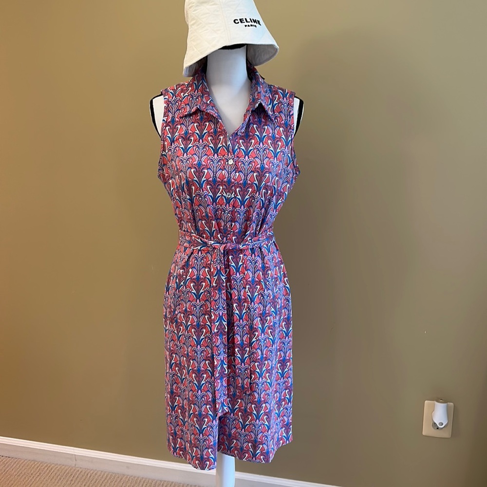 J McLaughlin 5 button belted sleeveless dress with pockets